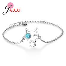 Hot Trendy 925 Sterling Silver Jewelry Cute Zircon Cat Bracelets Charms Bracelets Bangle for Women Lady Girl DIY Jewelry Gifts 2024 - buy cheap