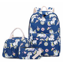 3pcs/set Women Unicorn Backpack Nylon Student School Bookbag Laptop Portable Bag with Purse Fashion Teenager Girl Travel Bagpack 2024 - buy cheap