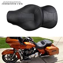 Assento de motocicleta com couro preto para passageiro, para harley touring electra street glide flht flhx fltrx road king 1994-2019 2024 - compre barato