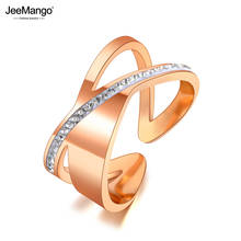 Модные вечерние ЦА JeeMango из нержавеющей стали в форме Креста с фианитом из розового золота, свадебное кольцо, ювелирные изделия для женщин JR20048 2024 - купить недорого