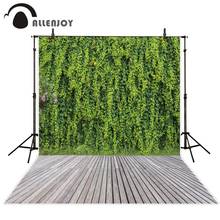 Allenjoy photography background nature scene Green plant wall spring wood floor photophone backdrop for photo studio photocall 2024 - buy cheap