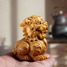 Китайское животное дракона Kylin, деревянная скульптура Pixiu, украшение для комнаты, счастливый домашний декор, автомобильные аксессуары 2024 - купить недорого