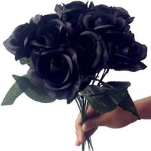 Flores decorativas de seda preta com rosas, 20 cores para peças centrais de casamento, buquê de rosas artificiais, 180 peças 2024 - compre barato