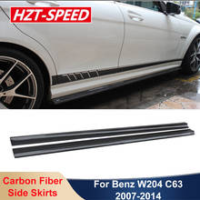 W204 saias laterais de fibra de carbono porta extensão lábio aventais para benz c classe w204 real c63 coupe sedan 2007-2014 modificação 2024 - compre barato