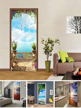 3D Landscape Decoration Door Stickers Home Decoration Bedroom Living Room Door Decals Pvc Self-Adhesive Waterproof Two-Piece Set 2024 - buy cheap