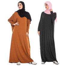 Women Batwing Sleeve Jilbab Stripes Abaya Dubai Dress Farasha Kaftan Muslim Robe Arab Islamic Clothing Loose 2019 Casual Dresses 2024 - buy cheap