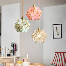 Lámpara colgante de pétalos de estilo nórdico, luz LED de cristal soplado a mano para comedor, cocina, hogar 2024 - compra barato