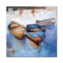 Mintura Hand Painted Abstract Boats Oil Painting On Canvas Handmade Wall Pictures For Living Room Home Decoration Modern Pop Art 2024 - buy cheap