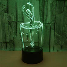 Luces LED de noche 3D para bailarina de Ballet, lámpara de mesa de ilusión creativa para el hogar, 7 colores, DC5V 2024 - compra barato