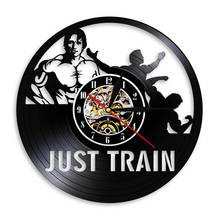 Just Train-Reloj de pared de culturismo, reloj de pared de vinilo con sombra de silueta de culturismo, decoración de pared de personalidad para Fitness y Club 2024 - compra barato