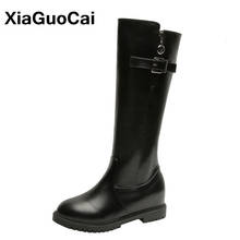 2019 Winter Woman Boots Mid-Calf Female Knight Boots Zipper Fashion Western Long Boots Women Shoes Pu Leather High Quality 2024 - buy cheap