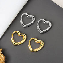 KSRA Vintage Gold S925 Chic Huggie Earrings Women Chunky Earrings Hoops Brass Geometric Heart Thick Earring Female Jewelry New 2024 - buy cheap