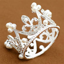 Girls Small Size Pearl Tiara Crystal Flower Crown Tiaras Party Mini Tiara Wedding Hair Accessories Jewelry 2024 - buy cheap
