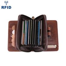 2020 Men's Credit Card Holder Purse Vintage Zipper Buckle RFID Wallet Genuine Leather Male Coin Purse Travel Wallet For Man 2024 - buy cheap
