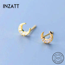 INZATT Real 925 Sterling Silver Cute Zircon Stud Earrings For Fashion Moon Women Party Minimalist Fine Jewelry Accessories Gift 2024 - buy cheap