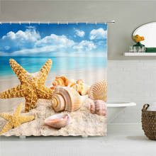 3d Beach Seaside landscape Shower Curtain Tropical Plant Shell Printed Bath Curtain Bathroom Waterproof Fabric Home Decorate 2024 - buy cheap