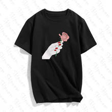 Sexy Woman Finger With Rose Flower Women Tshirt Harajuku Vintage Kawaii Aesthetic Plus Size Cotton Short Sleeve Clothes Top Tees 2024 - buy cheap