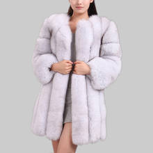 Lisa Colly S-4XL, женская зимняя Роскошная Шуба из искусственного лисьего меха с длинными рукавами, тонкая длинная искусственная Меховая куртка верхняя одежда, женское меховое пальто 2024 - купить недорого