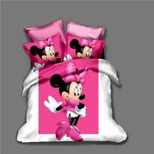 Deep Pink duvet covers for kids bedding sets Minnie mouse Bed linens single size baby Girls pillow case Double Queen Cal King 3D 2024 - buy cheap