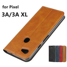 Capa de couro ultra-fina premium, para google pixel 3a de adsorção magnética, capa retrô para pixel 3a xl 2024 - compre barato