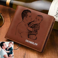 Men's Custom Engraving Photo Casual Short Wallet Three Fold Picture Wallet Custom Picture Text Father's Day Gift Picture Purse 2024 - buy cheap