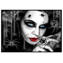 5D Diy Diamond Mosaic Spider Black Woman Gothic Art Diamond Painting Full Square Round Diamond Embroidery Portrait Lady,N1061 2024 - buy cheap