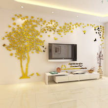 Adesivo de parede 3d de tamanho grande, arte diy, árvore acrílico, arte, fundo de tv, poster de parede, decoração de casa, quarto, sala de estar, papel de parede 2024 - compre barato