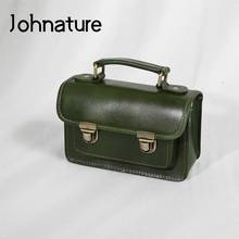 Johnature Genuine Leather Women Samll Bag 2022 New Leisure First Layer Cowhide Versatile Solid Color Shoulder Messenger Bags 2024 - buy cheap