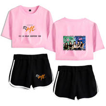 Kpop itzy it'z me álbum roupas femininas conjunto manga curta top + shorts moletom para mulheres roupas esportivas de duas peças 2024 - compre barato