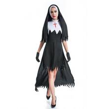 Quente freira traje de halloween adulto feminino sexy cosplay traje sacerdote preto carnaval alta qualidade trajes festa masquerade 2024 - compre barato