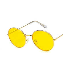 Женские маленькие круглые солнцезащитные очки в ретро стиле, желтые Роскошные зеркальные солнцезащитные очки в металлической оправе, винтажные розовые очки с линзами 2024 - купить недорого