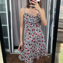 2020 New Floral Sling Mini Dress Women Spaghetti Strap Sleeveless Sexy Slim Holiday Beach Short Dresses Female Sundress Summer 2024 - buy cheap