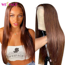 Peruca cabelo humano liso ombré, madeixas e lisas, cabelo brasileiro 4*4, para mulheres, renda automática 2024 - compre barato