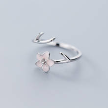 Mloveacc genuine 925 prata esterlina anel de casamento delicado ramo flor anéis ajustáveis dedo para a moda feminina jóias 2024 - compre barato