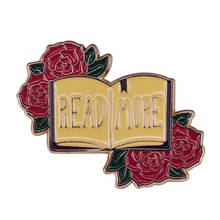 Gorgeous Book Lovers Lapel Pin Flower Brooch Bookworm Art Accessory 2024 - buy cheap