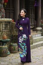 Aodai вьетнамская одежда cheongsam aodai вьетнамское платье вьетнамское традиционное платье с длинными рукавами cheongsam улучшенное фиолетовое 2024 - купить недорого
