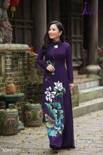 Aodai vietnã roupas cheongsam aodai vietnã vestido tradicional vietnamita vestido de mangas compridas cheongsam melhorado roxo 2024 - compre barato