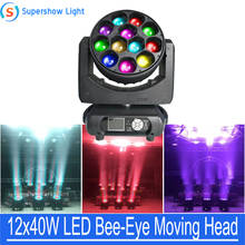 Novo farol móvel de festa, iluminação b-eye, 12x40w, 4 em 1, com zoom, led para palco, eventos e festas