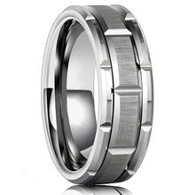 Modern Men 8MM Stainless Steel Ring Silver Color Brushed Double Groove Pattern Men's Wedding Ring Party Jewelry For Women Gift 2024 - купить недорого