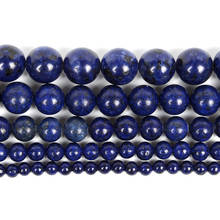 Cuentas redondas de piedras naturales de lapislázuli, cuentas espaciadoras sueltas de 6, 8 y 10mm, para fabricación de joyas, DIY, pulsera, collar hecho a mano 2024 - compra barato
