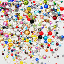 JUNAO-diamantes de imitación redondos de cristal para uñas, cristales sin costura, piedras de cristal, aplique, mezcla de 8 tamaños, 1400 unidades 2024 - compra barato