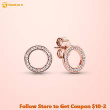 Danturn New 925 Sterling Silver Rose Gold Sparkling Circle Stud Earrings For Women Earings Original Trendy Jewelry Making 2024 - buy cheap