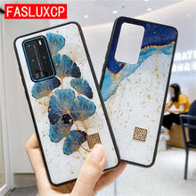 for Huawei P40 Pro Case Luxury Gold Foil Glitter Flower Leaf Landscape Back Cover for Huawei P40 Lite P30 Pro Etui Fashion Coque 2024 - buy cheap