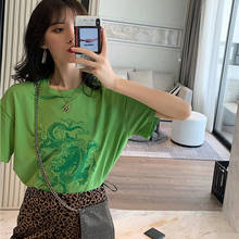 Summer Punk Harajuku vintage dragon print woman T-shirt short sleeve Tees Ulzzang clothes casual Funny vegan Cotton gothic tops 2024 - buy cheap