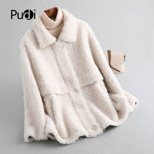 Pudi A19065 Women Winter Simple Style Real Wool Fur Coat Short Jacket Over Size Parka Lady Fashion Genuine Fur Coat Outwear 2024 - buy cheap