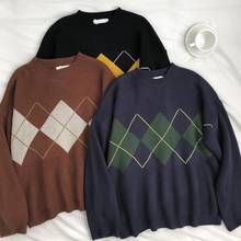 Knitted Sweater Women Argyle Oversize Sweaters Korean Pullovers Ladies Winter Loose Sweaters Female Casual Jumper Sueter Mujer 2024 - buy cheap