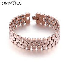 High Quality Fashion Women Men Rose Gold Germanium Bracelets Titanium Steel Round Lover Magnets Energy Healthy Bracelets Jewelry 2024 - buy cheap