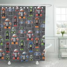 50S Pixel Robots Pattern Android Atomic Automaton Cyborg Machine Shower Curtain Waterproof Polyester Fabric 60 x 72 Inches 2024 - buy cheap