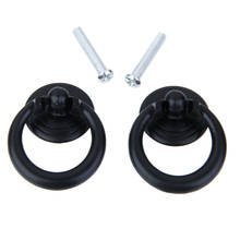 2Pieces Retro Knob Door Bin Dresser Wardrobe Drop Ring Pull Handle Black 2024 - buy cheap