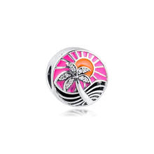 100% 925 Sterling Silver Mixed Enamel Tropical Sunset Charms Beads Fits Original Bracelet Argent DIY Jewelry Making perles 2024 - buy cheap